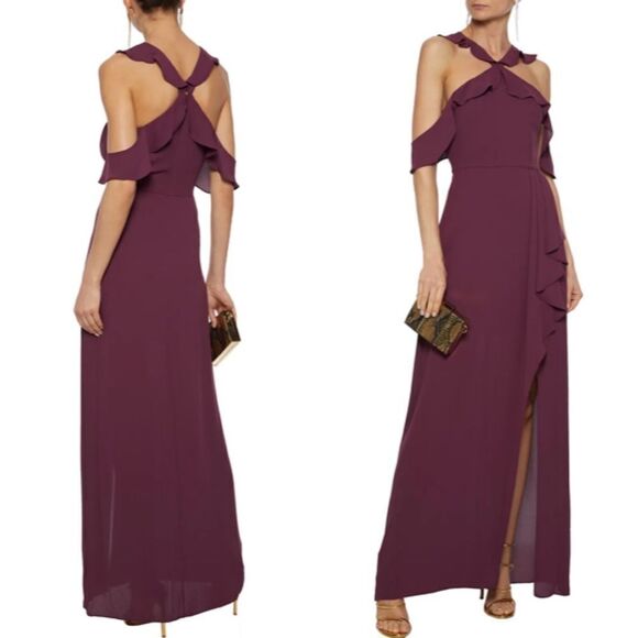 BCBGMaxAzria Plum Ruffle Maxi Dress - Picture 2 of 5